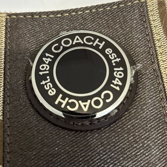 COACH Khaki Signature Stripe Mini Handbag A1221-F19218 tan/brown/khaki - Picture 7 of 11